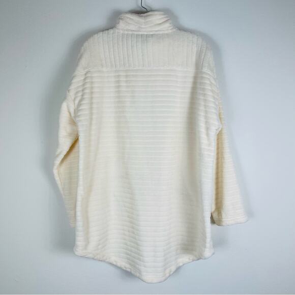 Soft Surroundings cream ribbed fuzzy soft high neck pullover large - Picture 4 of 6